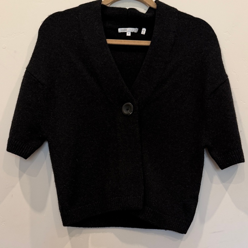 Vince Black Women's 3/4 sleeve Cardigan Sweater